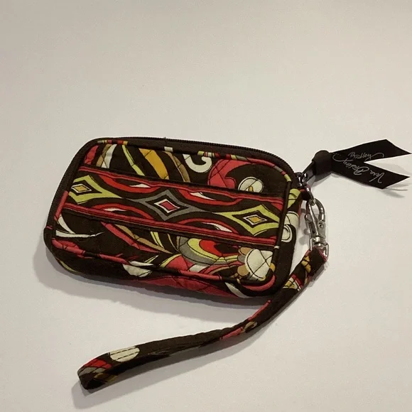 Vera Bradley Brown Multi-Color Quilted Wristlet with Strap - Picture 1 of 6
